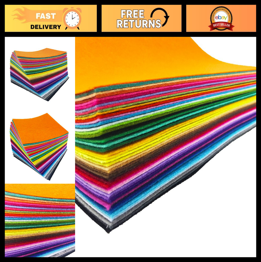 48PCS Assorted Color Felt Fabric Sheets 12″x12″ (30x30cm) for DIY Craft & Sewing