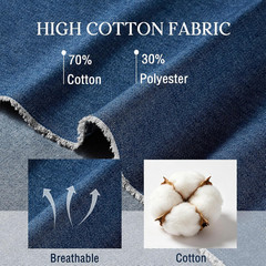 9OZ Washed Denim Fabric by the Yard, 71″ Wide Polyester Cotton Jean Material for