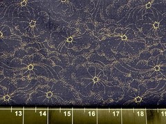 Tina Scrap 9″x21″ Space Galaxy Shooting Stars Navy Metallic Gold Cotton Fabric