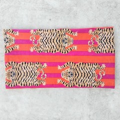 Pink Tiger Indian Hand Printed Cotton Fabric by 5 Yard Sewing Craft Dressmaking