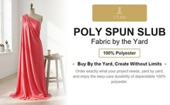 Poly Spun Slub Jersey Fabric by the Yard 100% Polyester Knit 2-Way Stretch 58/60