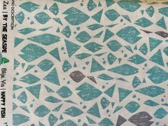 By the Seaside-Happy Fish-Aqua Unbleached Fabric-Loes Van Oosten-Cotton+Steel