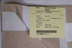 Ralph Lauren Fabric Remnant 25″x26″ “Emeline Stripe” Color: Bisque Portugal