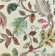 3.25 Yard Cut of Multi-Colored 100% Cotton Basketweave Floral Home Decor Fabric
