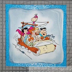 BonEful Fabric Cotton Quilt VTG Pillow Panel Flinstones Family Cartoon Girl Boy