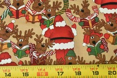 By 1/2 Yd, Vintage, Christmas Santa & Reindeer Cotton, Minnesota Fabrics, V590