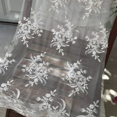Callie WHITE Polyester Floral Corsage Embroidery on Mesh Lace Fabric by the Yar
