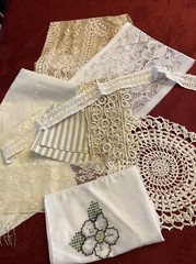 Vintage Doily, Rescued Textiles Lot, Junk Journal, Slow Stitch, Scrapbooking
