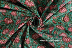 5 Yard Hand Block Printed Canvas Duck Upholstery Curtain Fabric 50″ Wide Green