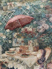 Vintage Romantic Scene French Country Tapestry Woven 26”x 38” Upholstery 2 Piece