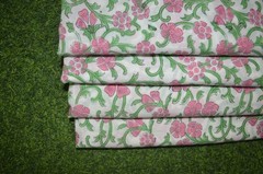 7 Yard Hand Block Floral Print Fabric 100%Cotton NO TARRIF CHARGES 100%✅ZK_234
