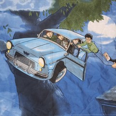 Harry Potter Flying Car Fabric Panel 36×50 Cheater Quilt Cotton Blue