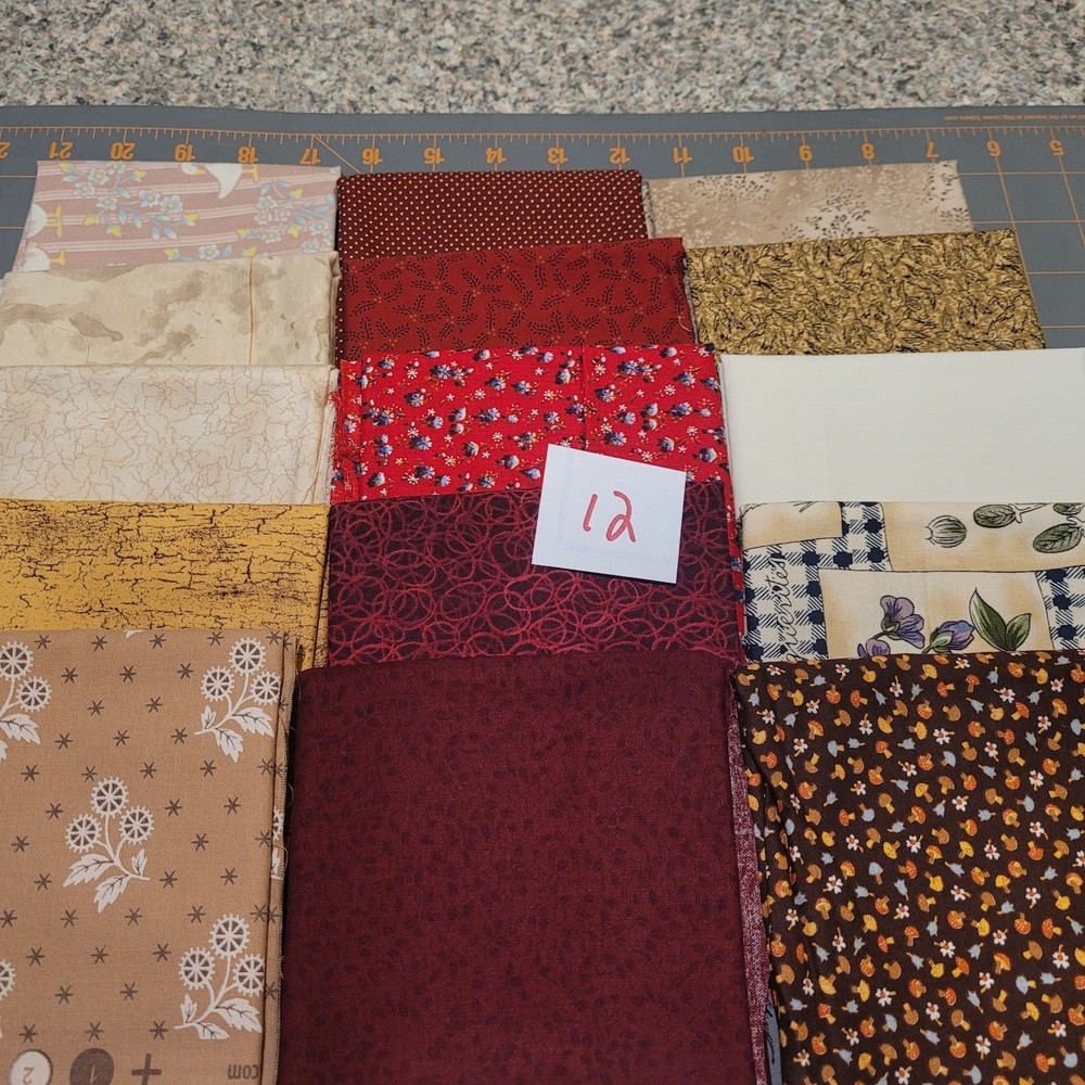 LOT OF 15 FAT QUARTERS COTTON FABRIC ASSTD COLORS & DESIGNS lot 12