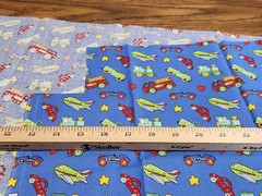 Fabric Remnant Lot Car Vehicles Letter Teacher Numbers Grey Stone Blue
