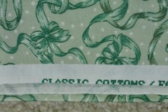 16″ Long, Vintage, Green Ribbons & Bows on Light-Green, Classic Cottons, P7659