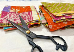 50pcs Kantha Scraps, handstitched Quilt scraps, fabric scraps, Quilt fabric