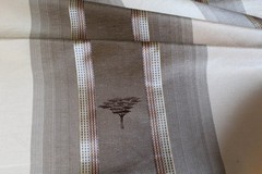 Serengeti Stripe, a silk and linen woven high-end decorator material in neutrals