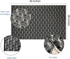60 * 36 Inches Lace Fabric, 1 Yard Black Skull Pettern Lace Fabric, 1 Yd Non-Str