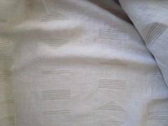 Beige Linen White Tan embroidered lines 129″ Wide Curtain Bedding fabric BTyd