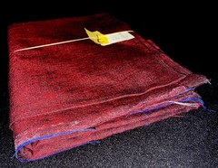 Vintage – 100% WOOL Fabric: OX BLOOD & BLACK – Patterned – NOS – 34” x 84”