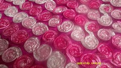 Hot Pink Rosette Satin Fabric w/3D Roses 57″ x 39″