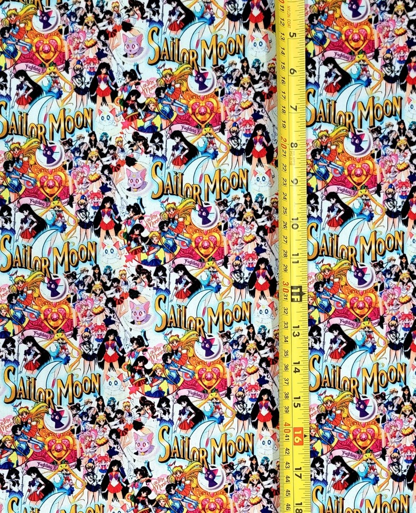 SAILORMOON WHITE ANIME 1 YARD FABRIC ( 36″ X 58″ ) BRAND NEW
