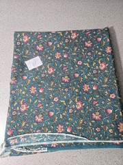 Ozark Calico Fabri-Quilt Vintage Floral Print On Teal Backround 1 Yard Fabric