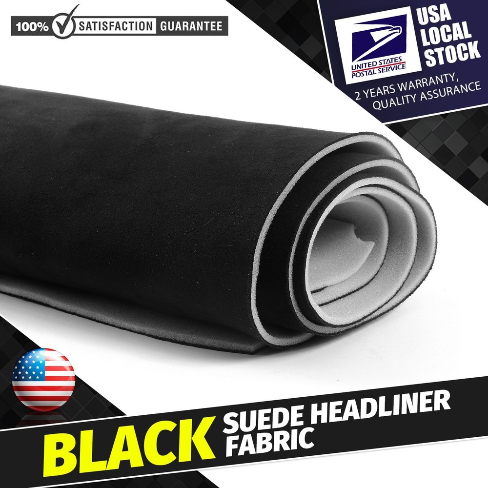 60″x60″ Black Suede Headliner Fabric Soft Touch Auto Interior Roof Liner Sheet