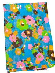 Vintage Retro VIP Fabric Pink Blue Green Mod Floral Semi Sheer 2 Panels 44×58”