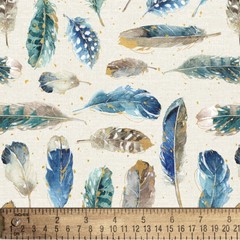 David Textiles – Blue & Gold Feather 1 Yard Cut (36″x44″) 100% Cotton