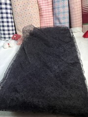 Black Flocked Polka Dot Tulle Fabric Sheer Mesh Lace Dress Craft 61”x50”
