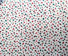 Polka Dot Print BTY Unbranded Feedsack Style Wine Red Green Gold on Off-White