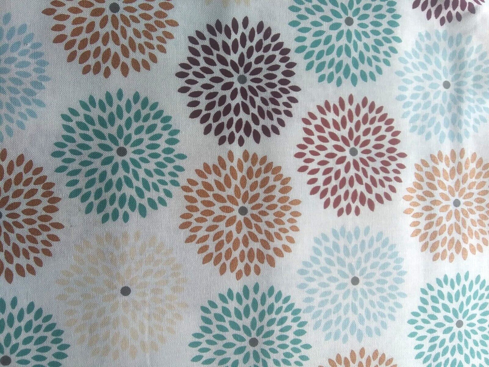 Multi Flower Starburst on White Metallic Copper Cotton Quilt Fabric~2 Yards 30″