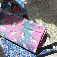 Lot fabric 1 yard each Little Dolly by Elea Lutz Multicolor . Unicorn Floral
