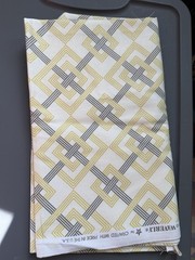 Waverly Screen Print Fabric Yellow Grey & White Geometric 47” L X 54” W