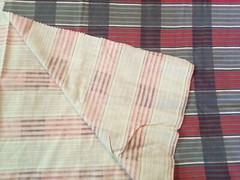 Light Dark Gray Red White Striped Cotton Flannel Fabric 36″ Wide 2.5 Yards Soft