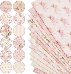 Floral Cotton Fabric Fat Quarters 18×22 Inch Quilting Squares 12 Pack
