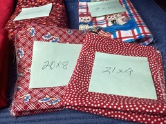 Lot of sewing fabric reds raggedy ann andy for quilting projects remnants