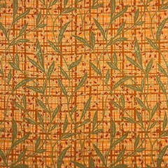 Ivy Trellis Fabric by Classic Cottons Green on Orange Plaid 100% Cotton
