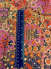 VTG 60-70`s MCM Paisley Tiles Shades of Pinks Orange Black Purple Gold 45″X20″