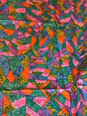 Vintage Bright multicolored KALEIDOSCOPE or Geo Shape Fabric