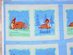 VTG SPRINGS INDUSTRIES Cotton fabric panel Walt Disney’s Bambi STORY BOOK QUILT