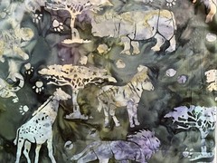 Lot of 2 Yds 33” x 44” Batik Cotton Fabric African Safari Animals