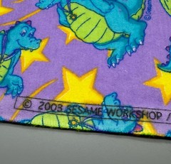 Vintage Dragon Tales Blue Dragon Ord Purple Stars Flannel Fabric 2003 44×22”