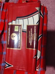 Orientar Kingtex Super Java Original Cotton Fabric Black Red 6Yds African Print