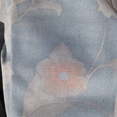 Vintage 70s Velour Upholstery Fabric 6 YD Black Silver Floral Design MCM Velvet