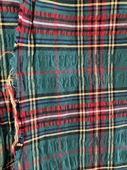 Vintage Seersucker Christmas Plaid Tartan Holiday Fabric 58″ x 3 yds