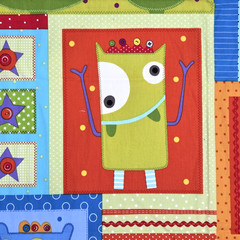 Googlies Monsters Cheater Quilt Blocks Juvenile Cotton Fabric Benartex 1.5 YDS