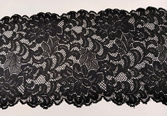 Black Floral Stretch Lace Trim 5.5″ Wide DIY Clothing Crafts Lingerie – BTY