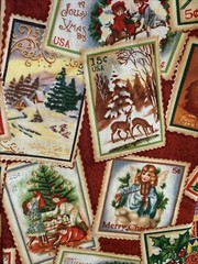 Christmas Fabric – Santa’s Workshop by Fabri-Quilt four pieces of 4 patterns